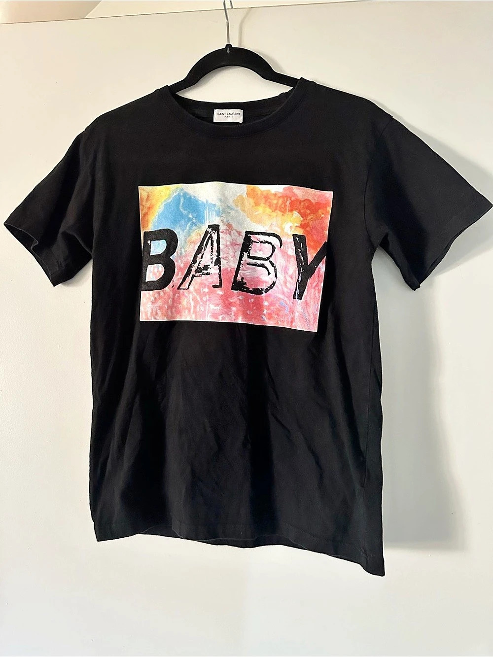 Saint Laurent Baby Printed T-Shirt Graphic Tee Black & Multicolor Medium